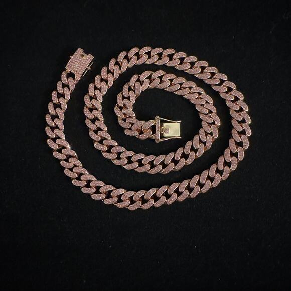 Rose Gold Miami Cuban Link Necklace 24in 12.6mm~NEW - Picture 9 of 16